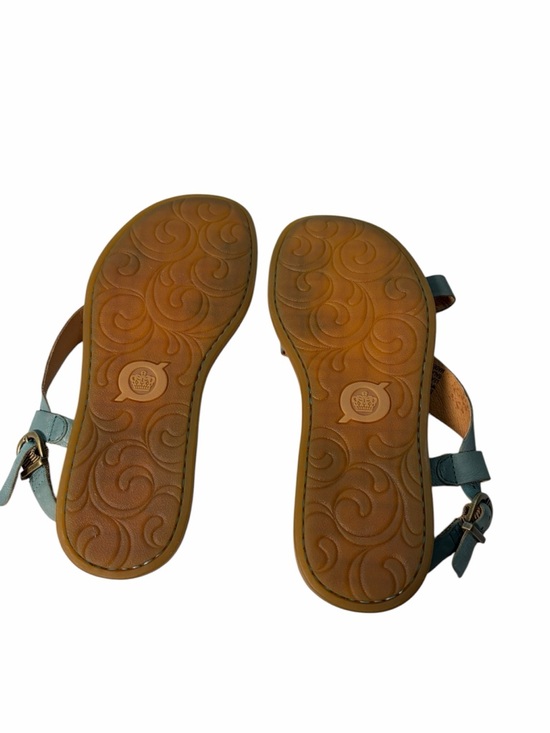 Born Inya Sandals Women's 6M Blue Tan Leather Strappy Toe Loop Flat Buckle - Picture 5 of 11